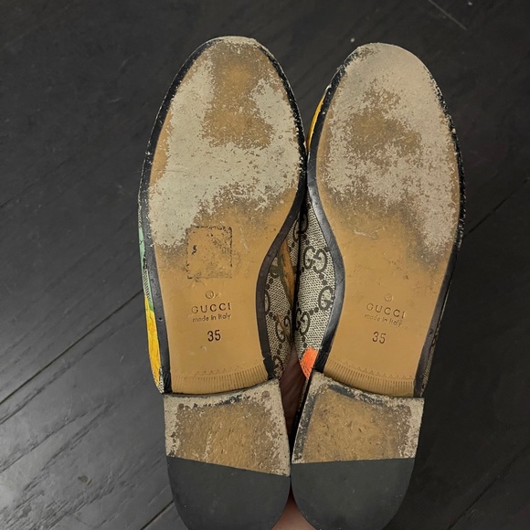 Authentic womens Gucci Grey Canvas Bird Printed Princetown mules size 35 - Picture 4 of 7